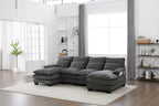 U Shaped Cloud Couch, 110" Chenille Comfy 4 Seat Sectional Couches for Living Room, Modular Sofa Sleeper with Double Chaise Foam for Apartment