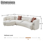 132" Oversized Boucle Cloud Couch with Chaise, Light Beige Sectional