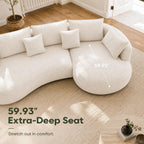 124.8" Modern Curved Sectional Sofa with Chaise, Upholstery Boucle Sofa with Pillows,Sectional Couch for Living Room - (Beige,Right Hand Facing)