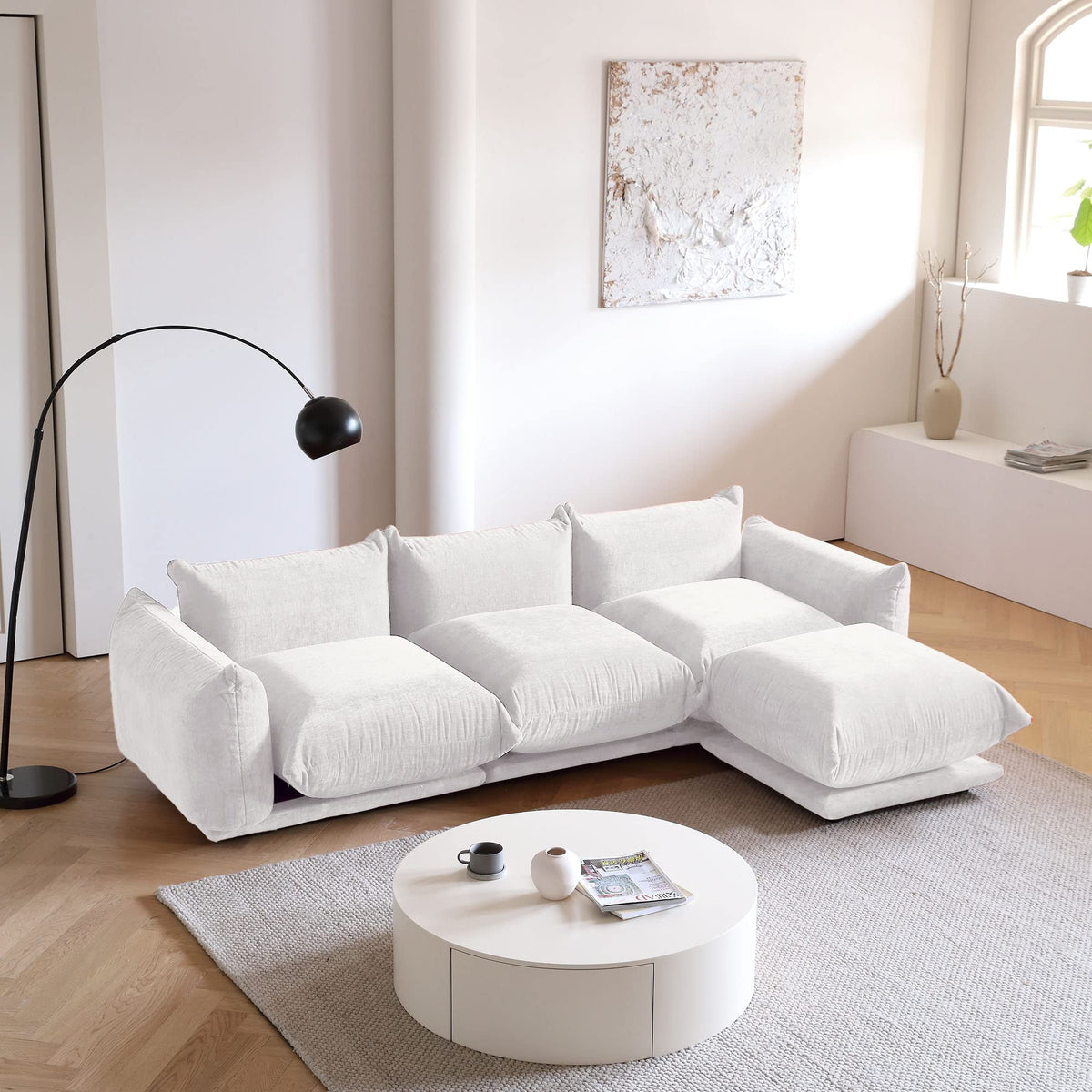 WJShome Modular Sectional Couch, Lovesofa Convertible Sofa, 77.16in Minimalist Modern Chenille Yarn 2 Seater Living Room Sofa Set for Office & House, Red