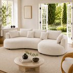 124.8" Modern Curved Sectional Sofa with Chaise, Upholstery Boucle Sofa with Pillows,Sectional Couch for Living Room - (Beige,Right Hand Facing)