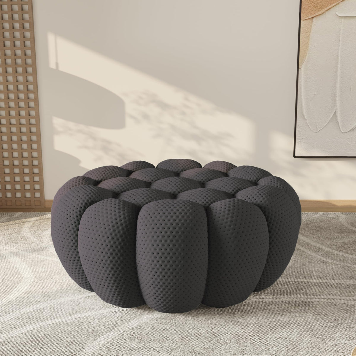 WJShome Modern Bubble Sofa Couch, 79.53" Curved Sofas for Living Room, Boneless Large Bean Bag Chair,Deep Seat Floor Sofas Chair Lounge 3 Seater for Home,Orange