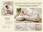 116" Cloud Modular Chenille L Shaped Sectional Sofa with Ottoman, Deep Seat Cloud Couch with Interlocking Metal Connectors for Modern Living Room (Beige, 3S+1O)