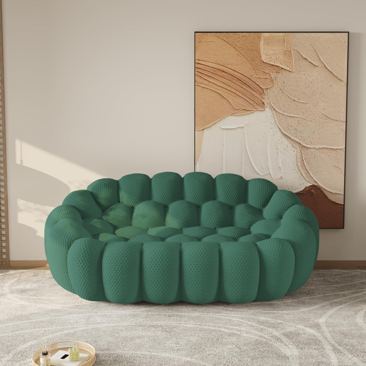 WJShome Modern Bubble Sofa Couch, 79.53" Curved Sofas for Living Room, Boneless Large Bean Bag Chair,Deep Seat Floor Sofas Chair Lounge 3 Seater for Home,Orange