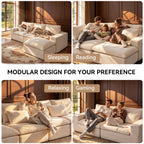 110" Cloud Sectional Couches for Living Room, Warm White