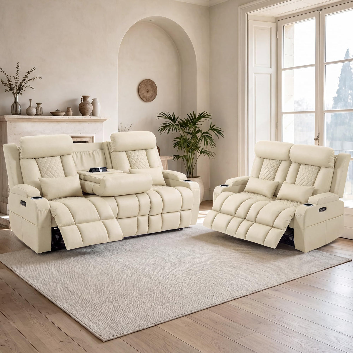 Wall Hugger Power Reclining Sofa w/ Adjustable Headrest, Gray