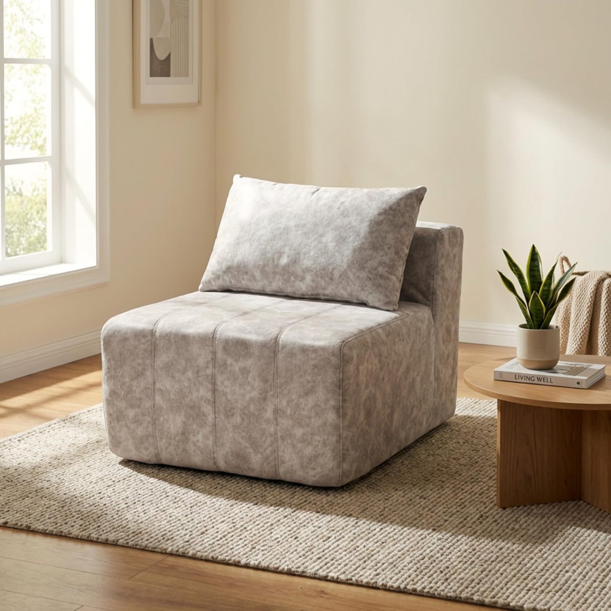 · REDEARTH · Boneless L Shaped Sectional Sofa in a Box, 5 Seater - Oyster