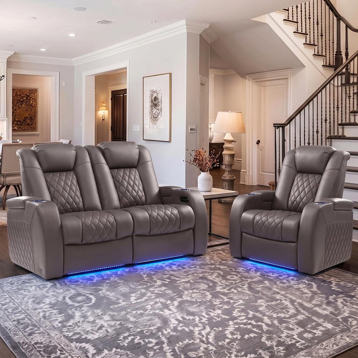 Weilianda Power Reclining Sofa for Living Room, Grey