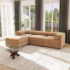 109'' Modular Sectional Sofa, Oversized 4 Seat L Shaped Couch with Storage Ottoman, Extra Deep Seat, Modern Comfy Convertible Chenille Sofa with Chaise, Lounge Couches for Living Room, Camel