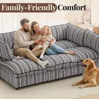 125" Modular Sectional Couch with Hidden Storage, Convertible L U Shaped Sleeper Sofa Bed with Stripe Pattern, 8 Seat Modular Sectional Couch with Ottoman Chaise & Removable Covers for Living Room