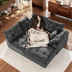 110" Oversized Cloud Sectional Boneless Couch, Modular Chenille L-Shaped Compressed Sofa with Ottoman & 3-in-1 Multi-Purpose Pillow, 3 Seater Memory Foam Couches for Living Room, Gray