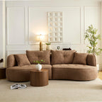 109" Modern Curved Sofa, Oversized Luxury Sectional Sofa, Camel