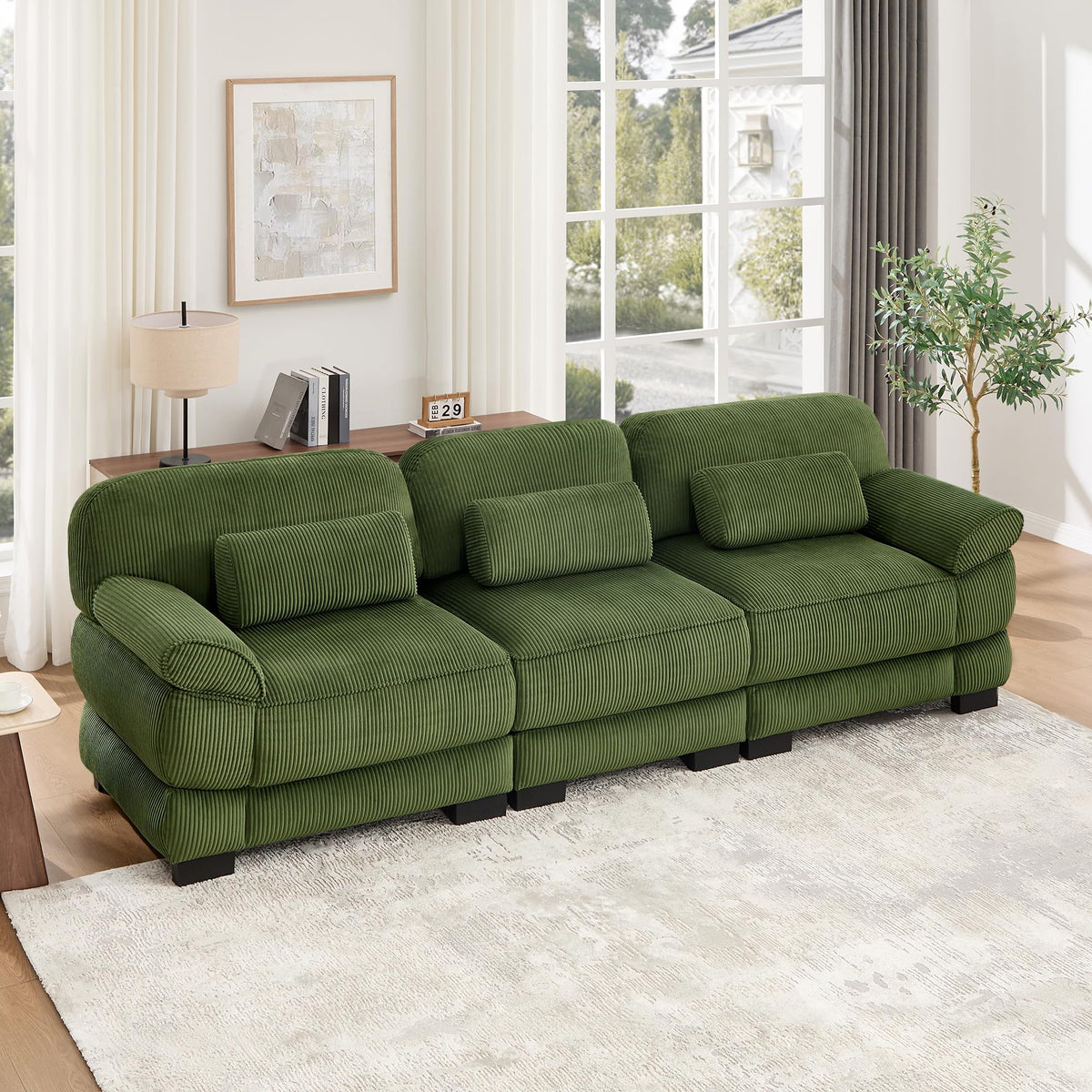 104'' Modular Sectional Couches, Cloud L Shaped Sofa for Living Room, Brown