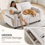 Wall Hugger Power Reclining Loveseat, Loveseat Recliner Sofa, Beige