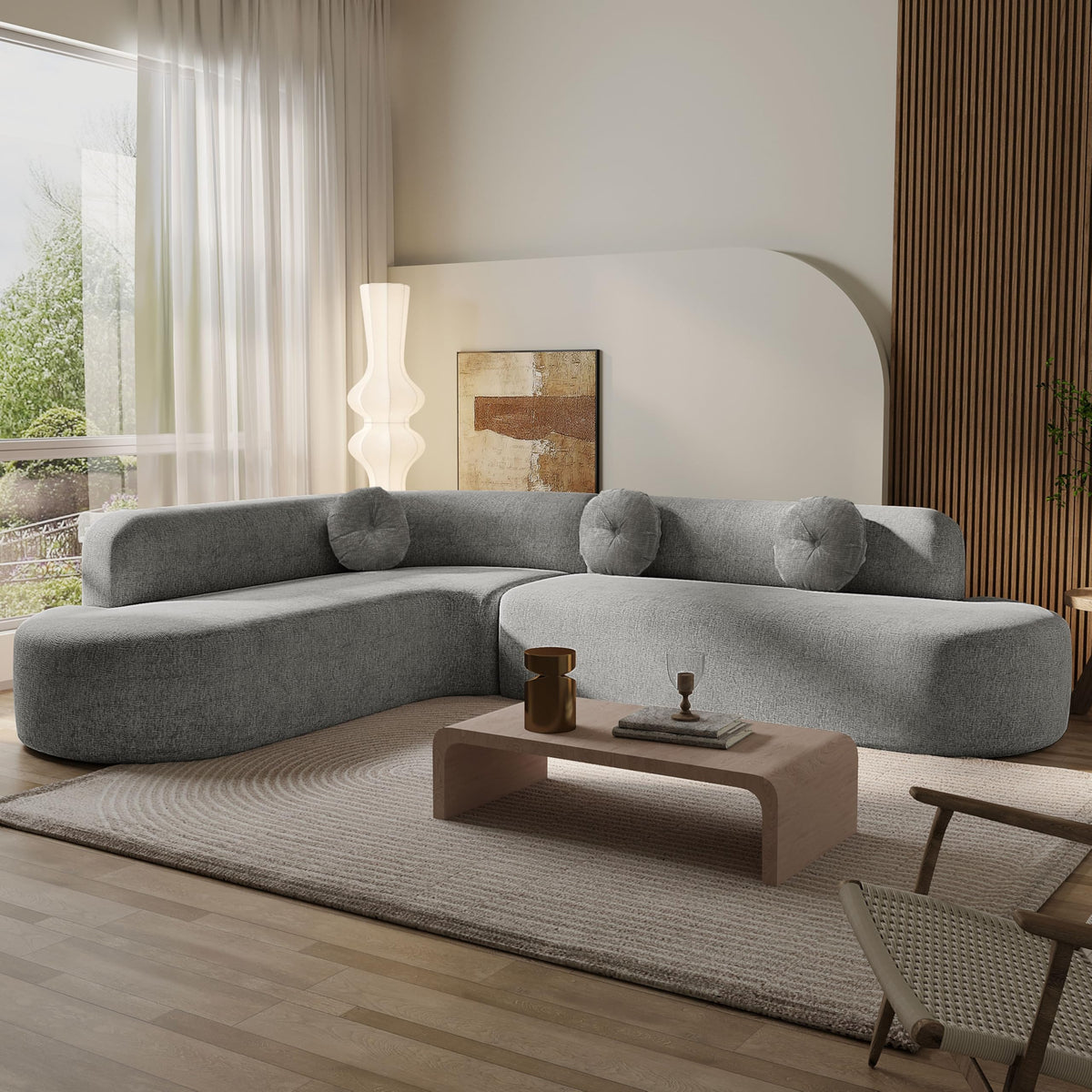 109.4'' Curved Modular Sectional Sofa, Round Sofa with Soft Upholstery