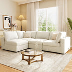 U-style 133.5" Upholstered Modular Sofa with Storage Space, USB Charge Por