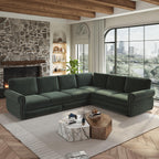 118" Sleeper Sofa Bed, Sectional Couches for Living Room/Apartment, Chenille L Shaped Couch with Pull Out Couch Bed, Convertible Sectional Sofa with Rolled Arm & Nailhead Trim, Green