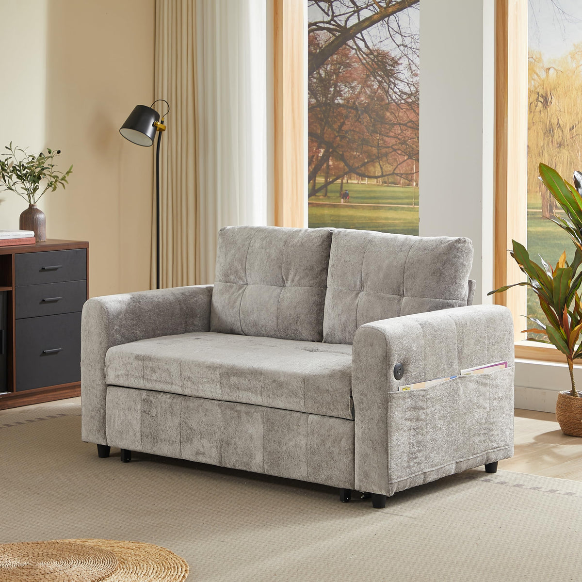 Velvet Chesterfield Sofa Set, 3-Seater and Loveseat