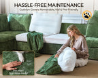 125" Modular Power Reclining Sectional 3 Seater Sofa with Ottoman, Chenille