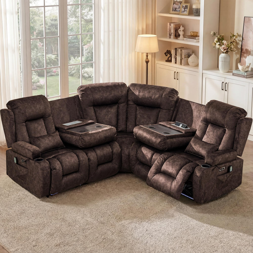 TUNYI Power Loveseat Recliner Sofa with Massage & Heat