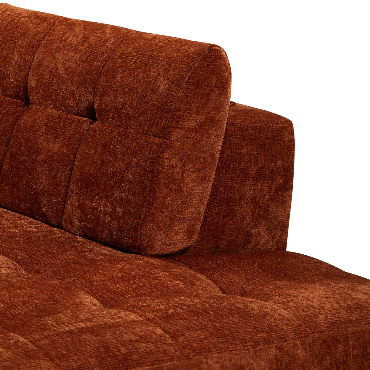 119'' Sectional Sofa, Curved L-Style Right-Hand Facing Couch with Fully Upholstered Arms, Tufted Design, Modern Minimalist Look, Dark Orange