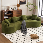 110" Oversized Cloud Sectional Sofa Modern Curved Boneless Couches for Living Room, 4-Seater Extra Deep Seat Foam Floor Compressed Couch w/Tight Backrest and 4 Pillows,Chenille Sofa & Couches