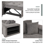 104.5 inch Reversible Sleeper Sectional Sofa with Pull Out Bed , Convertible L Shaped Sectional Couch with Storage Chaise and 2 Stools , Tufted Upholstered Pullout Sofa Bed for Living Room Apartment