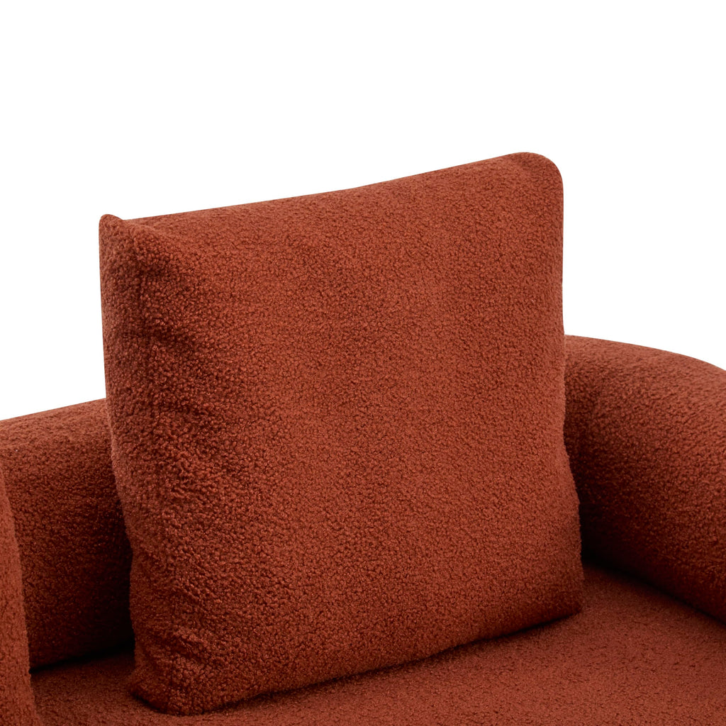 78" 3 Seater Orange Upholstered Sofa, Oversized Comfy Couch with 3 Plush Pillows for Living Room, Bedroom, Apartment