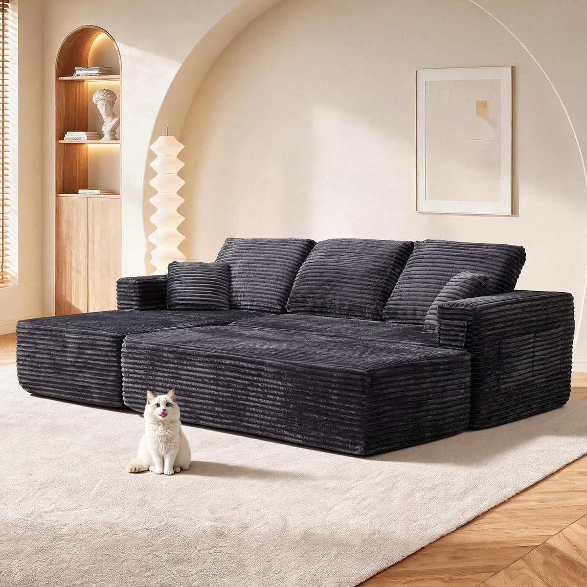 100.39" Modular Sectional Sofa with Flexible Layout, No Assembly Required