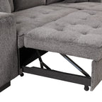 104.5 inch Reversible Sleeper Sectional Sofa with Pull Out Bed , Convertible L Shaped Sectional Couch with Storage Chaise and 2 Stools , Tufted Upholstered Pullout Sofa Bed for Living Room Apartment