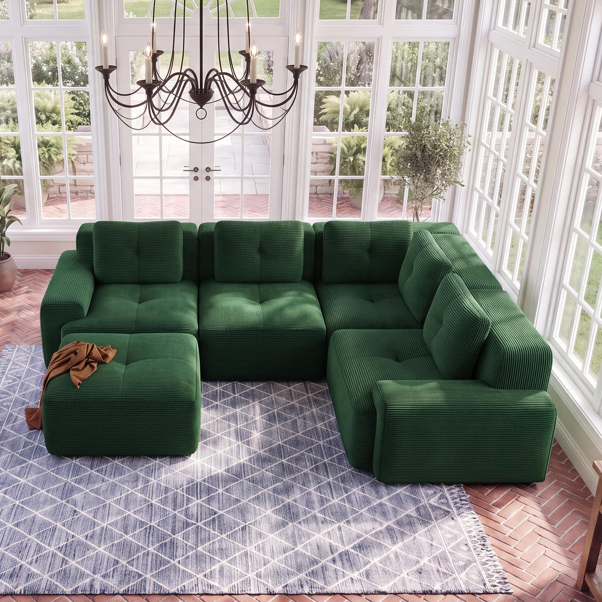 116" Boneless Corner Sectional Couch, 5 Seat Cloud Couches,Camel