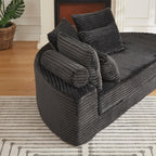 78.5 Inch Corduroy Circular 2 in 1 Sofa Bed, Designer Recliner with Neck Pillow and Five Throw Pillows in Living Room IW271