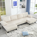 U Shaped Couch with Oversized Seat,4 Seat Sofa with Double Chaise,Comfortable and Indoor Furniture for Living Room,Apartment WG402
