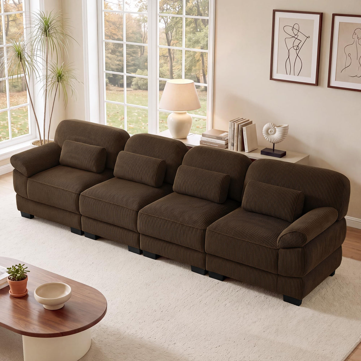 132'' Modular Sectional Sofa, 6-seat U-Shaped Cloud Couch for Living Room