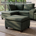 121" U-Shaped Sectional Sofa, Chenille Cloud Modular Couch, Green