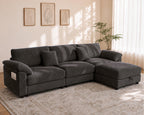 116" Oversized Modular Sectional Sofa with Gas-lift Storage Ottoman L-shape