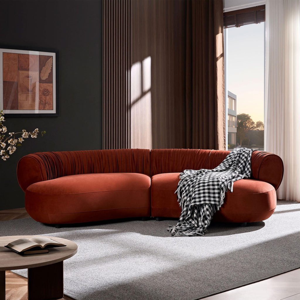 WILLIAMSPACE 66" Modern Velvet Curved Sofa Couch for Living Room, Nomad
