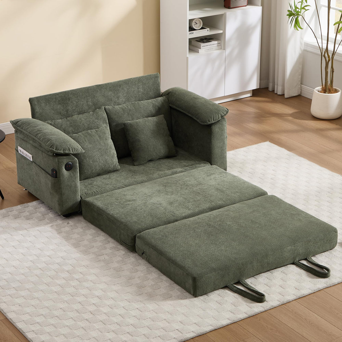 Versatile Daybed with Pull-Out Trundle, Textured Fabric Upholstery