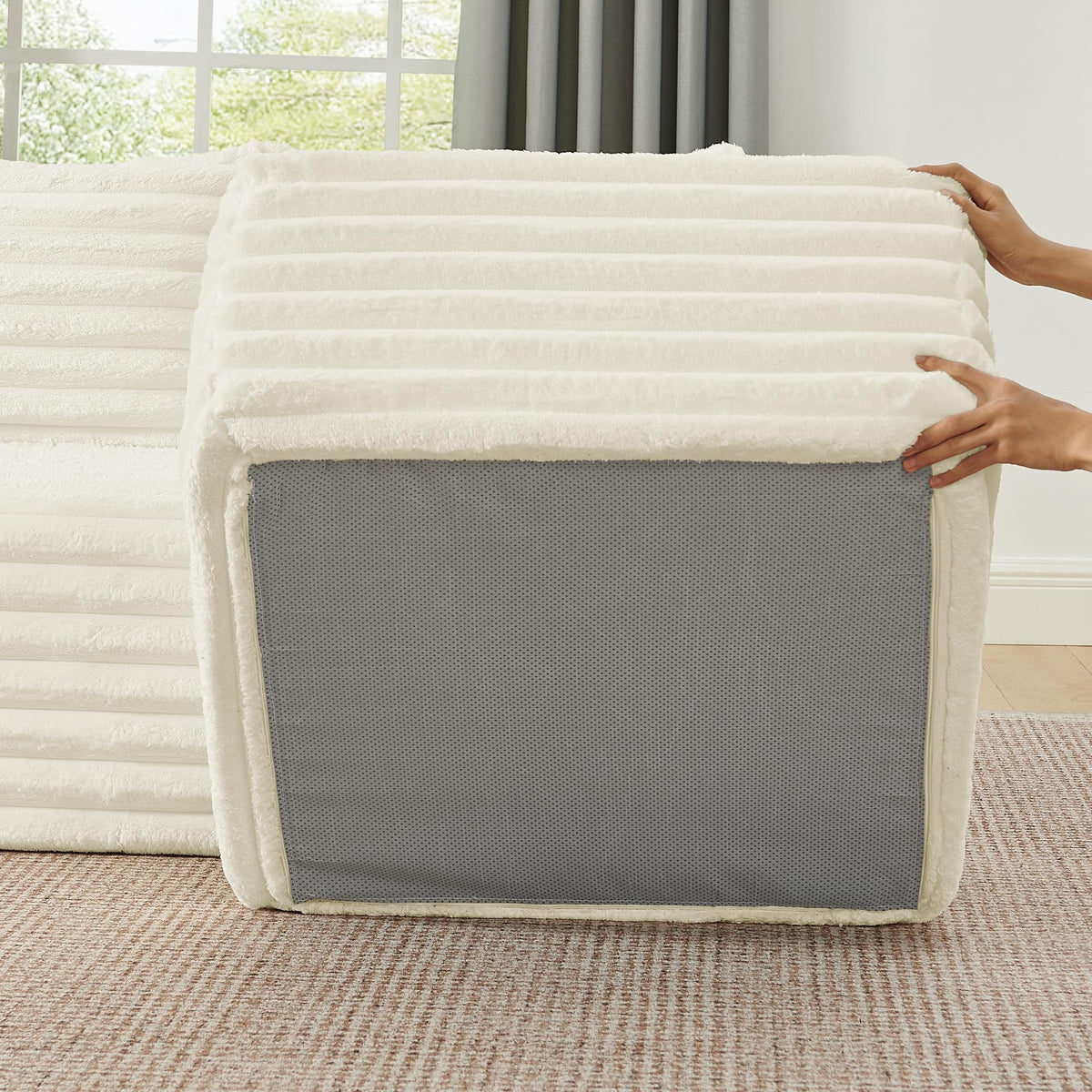 127" U-Shaped Symmetrical Cloud Sectional Couch for Living Room, Compressed U-Shaped Modular Sofa Boneless Sectional Sofa Couch with Chaise Lounger and Console, No Assembly