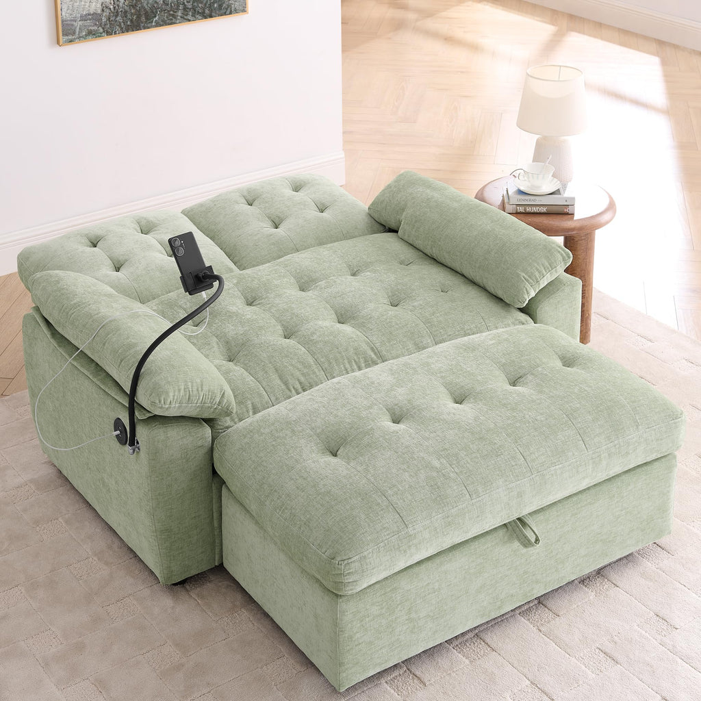 Tufted Recliner Loveseat Sofa with Storage Ottoman Sets for Living Room