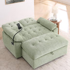 Tufted Recliner Loveseat Sofa with Storage Ottoman Sets for Living Room