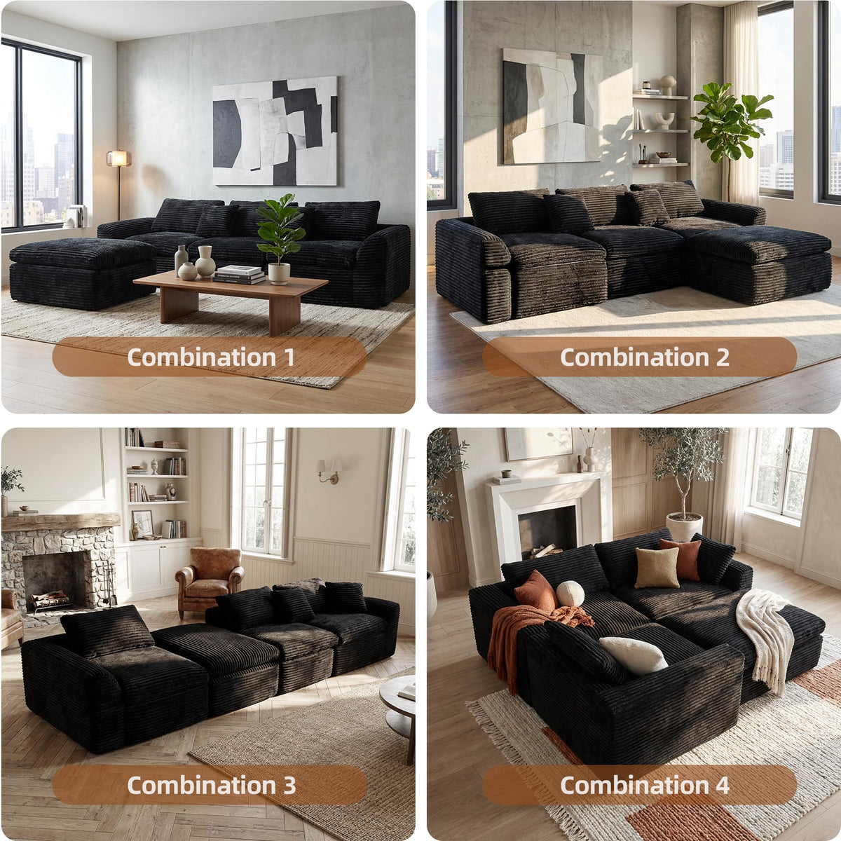 108-inch high-Resilience Boneless Sponge Sofa with 30 Density, Double-Layer