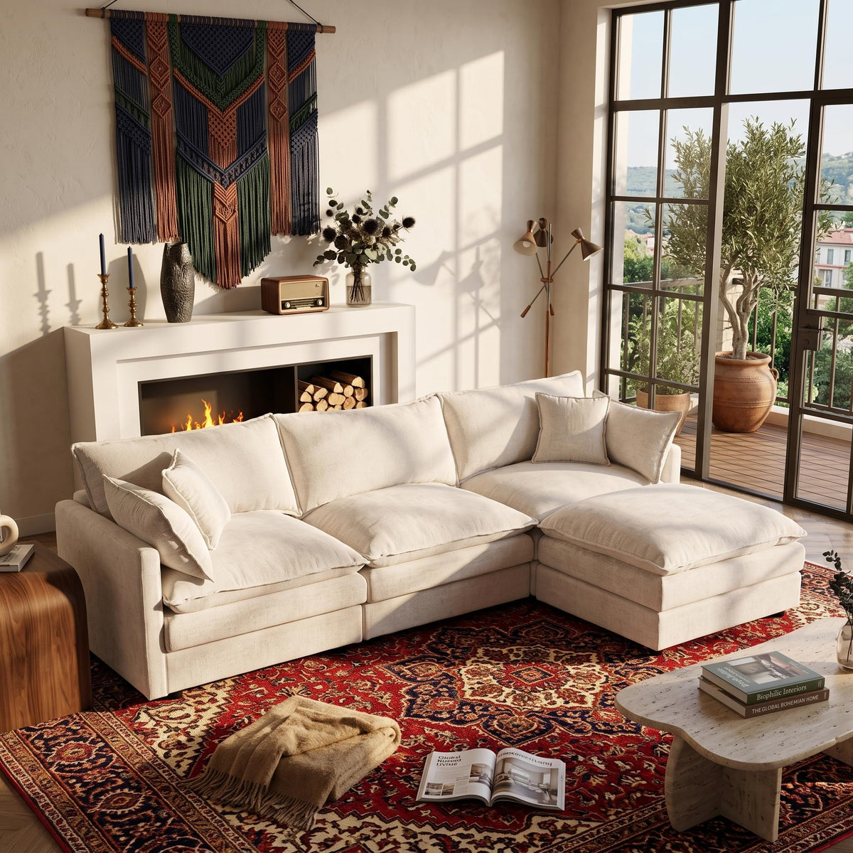 106.3" Chenille Modular Sectional Sofa,Convertible Cloud Couch
