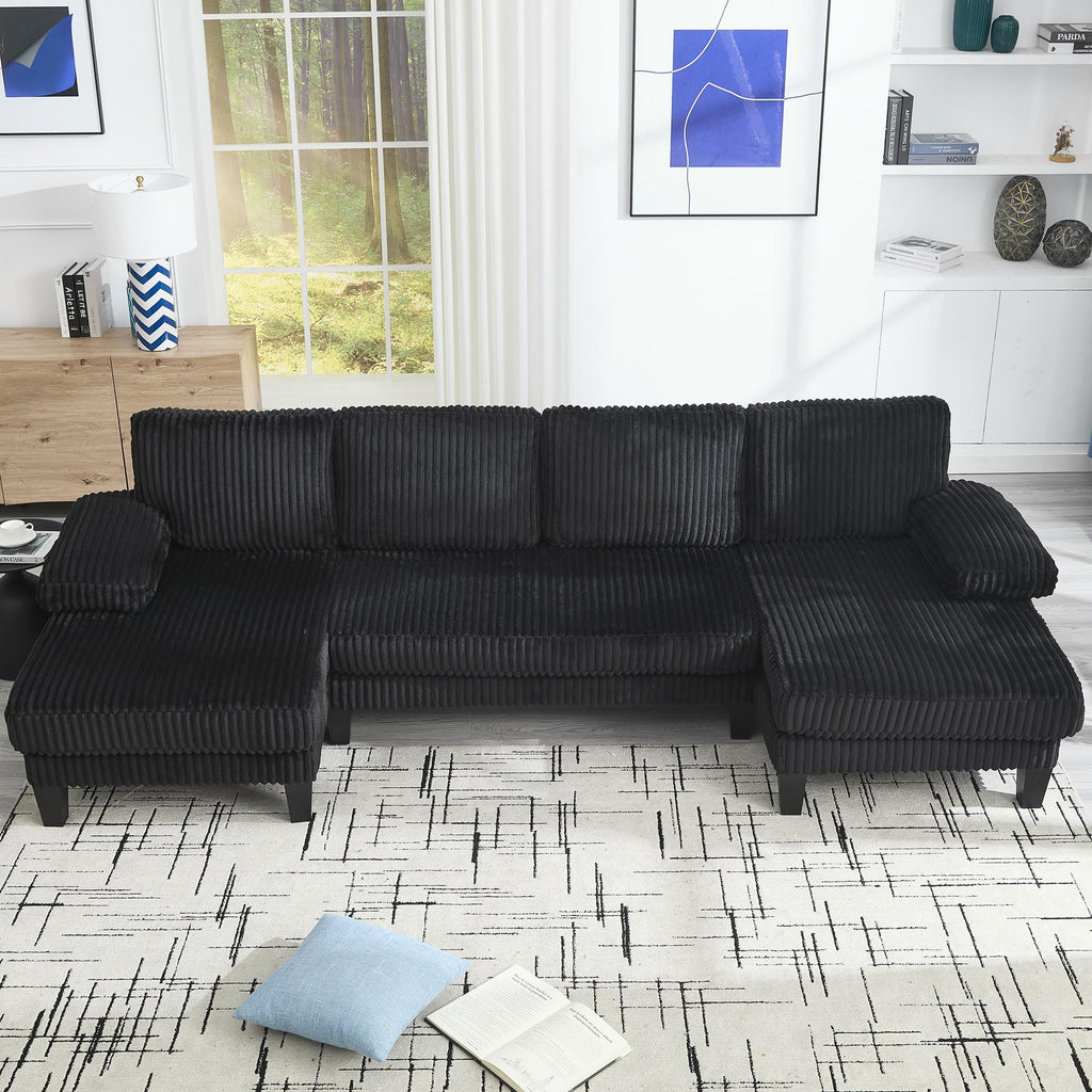 U Shaped Couch with Oversized Seat,4 Seat Sofa with Double Chaise,Comfortable and Indoor Furniture for Living Room,Apartment