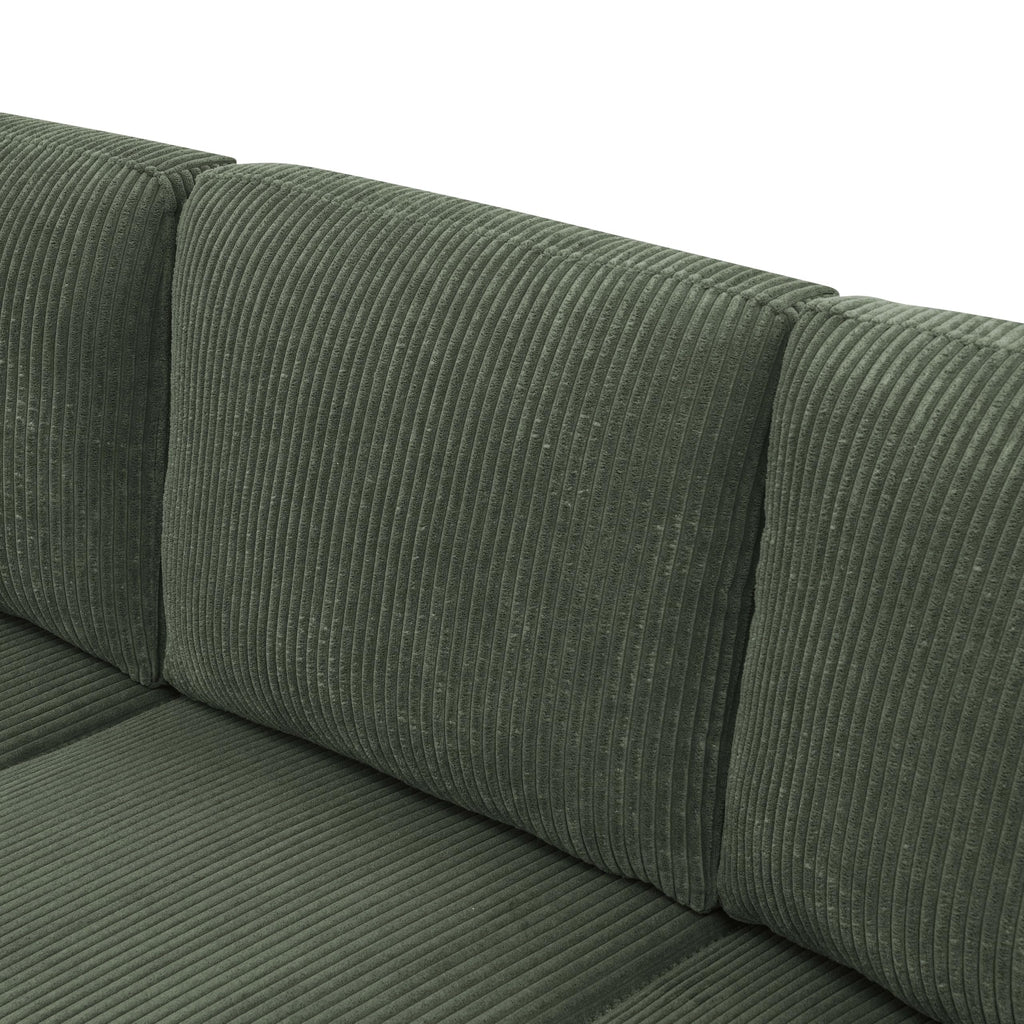 Tidyard Cordory Upholstered Modular Sectional Sofa with 2 Ottomans, Durable Corduroy Fabric, Modern Design with Tall Legs, Easy Assembly, No Tools Required