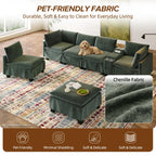 121.2" Oversized Sectional Couches U-Shaped Modular Sofa Bed,Green