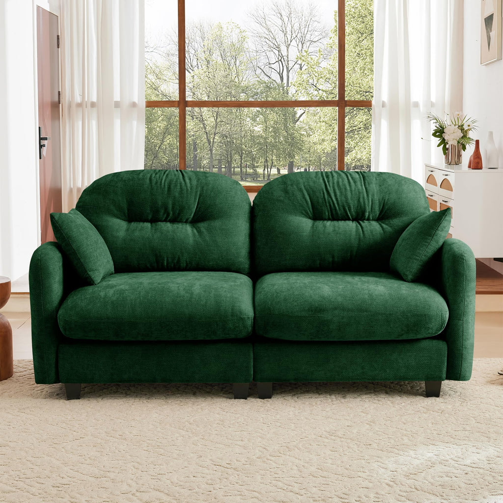 107" Modular Sectional Sofa, Comfy U Shaped Cloud Couch with Ottoman, Chenille Sofa Sleeper Deep Seat Sofas with Throw Pillows for Apartment-Camel