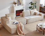 105.7" Cloud Sectional Couch with U Shaped Chaise,Modular Sofa with Deep Seat, Upholstered Couches for Living Room Bedroom,No Assembly Required,(Plush Fabric),Beige JB748