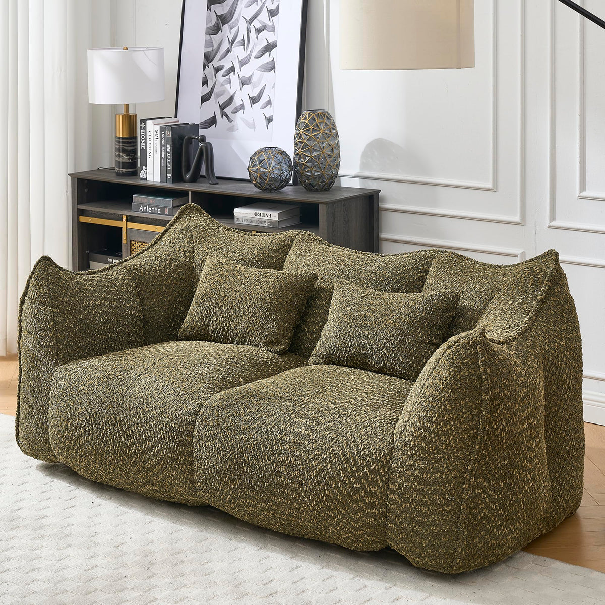 Tidyard Soft Bean Bag Chair for Adults, Large Square Recliner Sofa with High Resilience Foam, Comfortable Lounge Chair for Living Room, Bedroom, Gaming, Reading, TV Watching