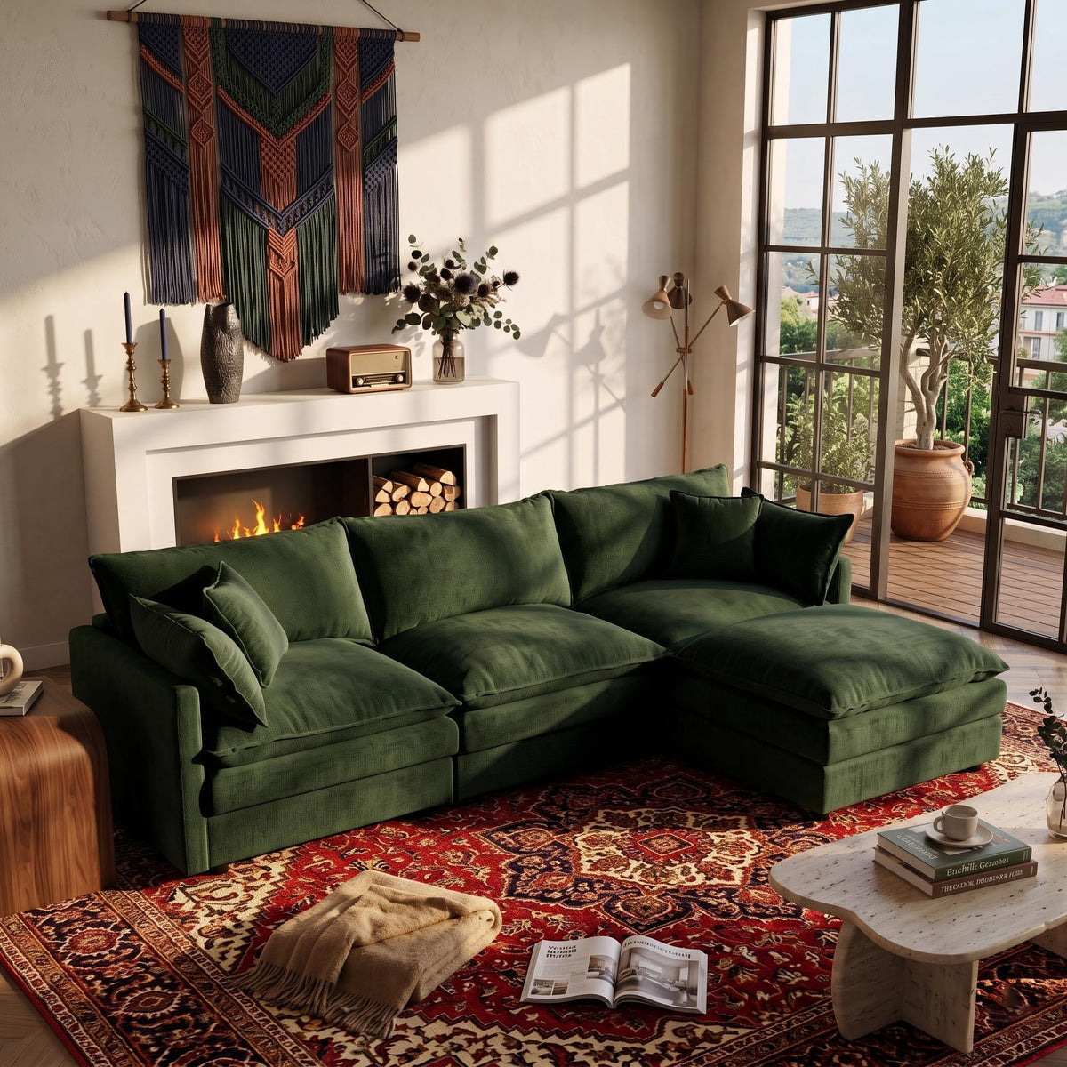 106.3" Chenille Modular Sectional Sofa,Convertible Cloud Couch